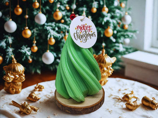 Swirl Tannenbaum Kerze ink. Holzuntersetzer