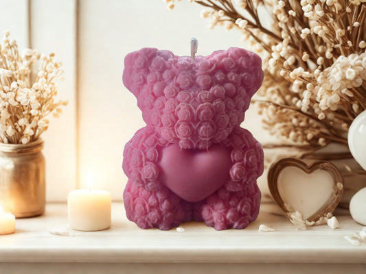 Teddybär Kerze aus Soya Wachs Gross